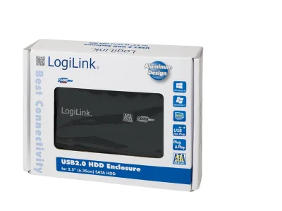 RACK extern LOGILINK, pt HDD/SSD, 2.5 inch, S-ATA, interfata PC USB 2.0, aluminiu, negru, "UA0041B" (timbru verde 0.8 lei)