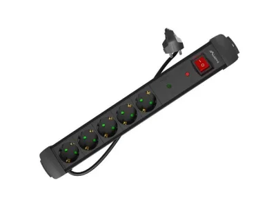 Prelungitor cu protectie la supratensiune SP1, 1.5m, 5 prize , negru