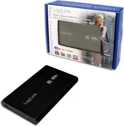 RACK extern LOGILINK, pt HDD/SSD, 2.5 inch, S-ATA, interfata PC USB 3.0, aluminiu, negru, "UA0106" (timbru verde 0.8 lei)