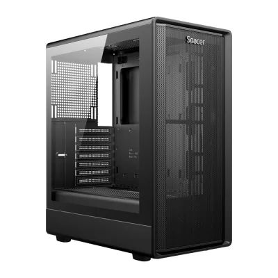 CARCASA  SPACER - gaming, Middle Tower, ATX, "DRAGON", fara sursa, sticla securizata, USB 3.0 x 1, USB 2.0 x 1, HD-Audio, Jack 3.5mm x 1, PSU shroud, black "SPCS-GC-DRAGON"