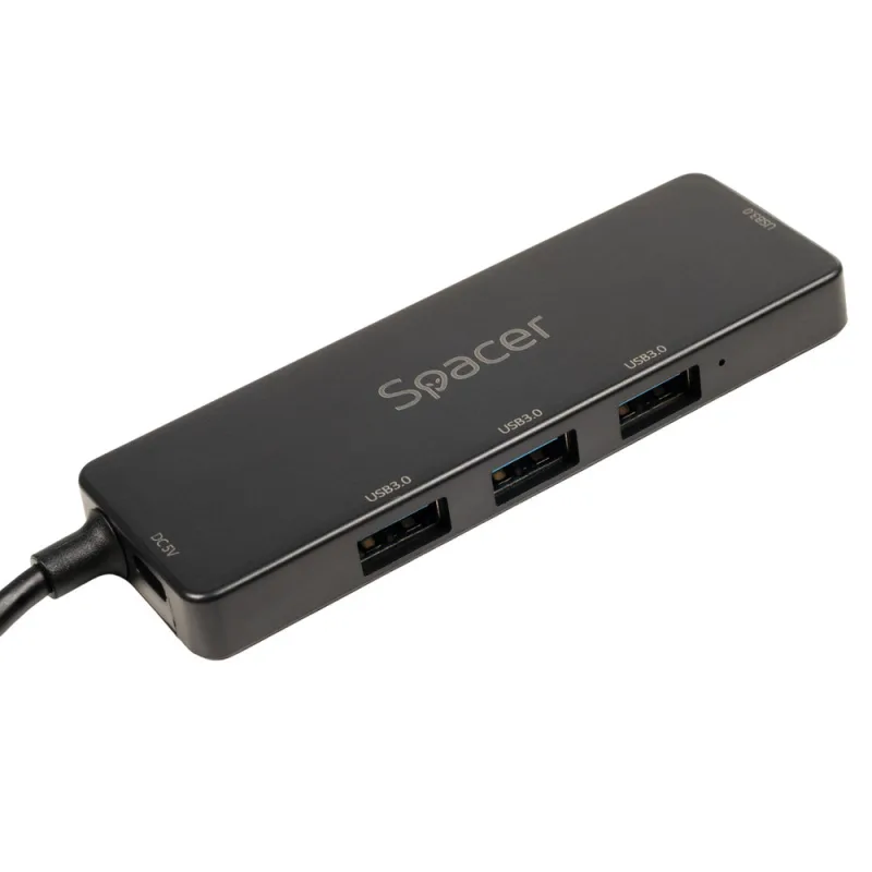 HUB extern SPACER, porturi USB:USB 3.0 X 4, 5V in (Type-C), conectare prin TYPE-C, cablu 15cm, ABS,  (timbru verde 0.18 lei), "SPHB-TYPEC-4U30-09"