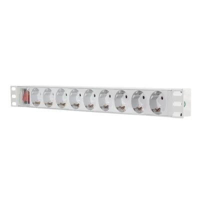 PDU LOGILINK 1U pt. rack 19 inch, 9 prize Schuko, intrare Schuko, max 16 A, ON/OFF, IP20, 2 m, gri, "PDU9C04" (timbru verde 0.8 lei)