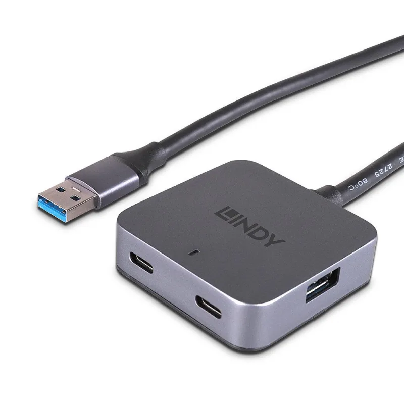 Hub USB LINDY 5m USB 3.0 Hub 4 Ports USB-A, 4 porturi, Gri
