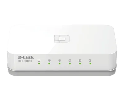 SWITCH D-LINK  5 porturi 10/100Mbps, carcasa plastic, alb "DES-1005C" (timbru verde 2 lei)