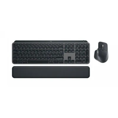 Kit Wireless tastatura si mouse Logitech MX Keys S Combo, taste numerice, Gri