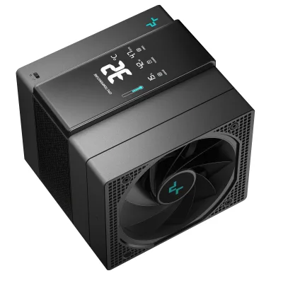 COOLER DeepCool "ASSASSIN IV VC VISION" skt. Intel si AMD, racire cu aer, vent. 1 x 140mm + 1 x 120mm, 500 - 1800 rpm, 7 heatpipes, inaltime 172mm, afisaj digital,"R-ASN4-BKNVMD-G"  (timbru verde 0.8 lei)