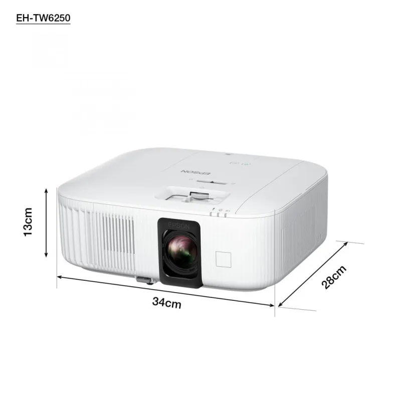 Proiector Epson EH-TW6250, 3LCD, 2.800 lumeni, 4k PRO UHD, 16:9, 35.000:1, lampa 4.500 ore/ 7.500 ore ecomode, corectie ± 30, zoom 1.62, dimensiune maxima imagine 500", USB 2.0 Type B (Service Only), Wireless LAN IEEE 802.11a/b/g/n/ac, Jack plug out, HDMI