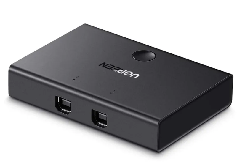 SWITCH USB SHARING Ugreen, "30345" porturi USB: USB-B x 2, conectare prin USB 2.0, cablu 1.5m inclus, buton comutare PC, LED, plastic, negru, "30345" (timbru verde 0.08 lei) - 6957303833450