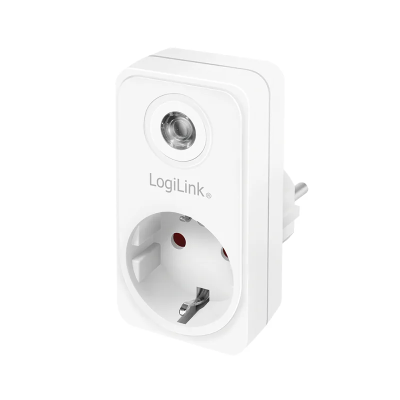 ADAPTOR LOGILINK, senzor lumina zi/noapte, indicator LED, Schuko x 1, IP20,  230 V/16 A, 50 Hz, max. 3600 W (max 1000 W pentru lampa halogen), alb "PA0263" (include TV 0.18lei)