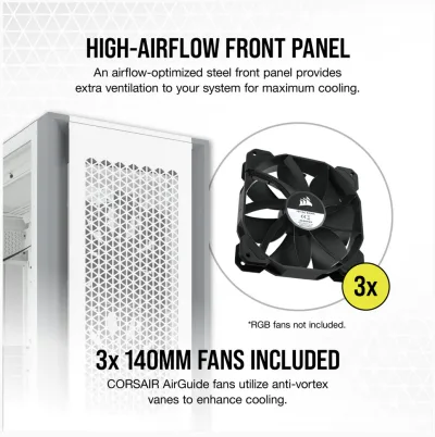 Carcasa Corsair 7000D AIRFLOW, RGB, Full Tower, White