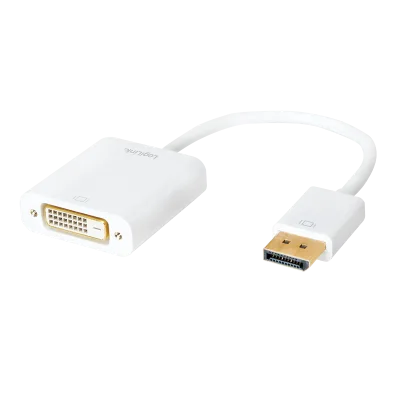 CABLU video LOGILINK, adaptor DisplayPort (T) 1.1 la DVI-D DL (M), 0.15m, conectori auriti, rezolutie maxima Full HD (2560 x 1600) la 60 Hz, plastic, dublu ecranaj, alb, "CV0058B" (timbru verde 0.18 lei)