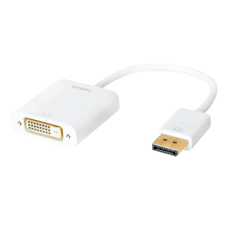 CABLU video LOGILINK, adaptor DisplayPort (T) 1.1 la DVI-D DL (M), 0.15m, conectori auriti, rezolutie maxima Full HD (2560 x 1600) la 60 Hz, plastic, dublu ecranaj, alb, "CV0058B" (timbru verde 0.18 lei)