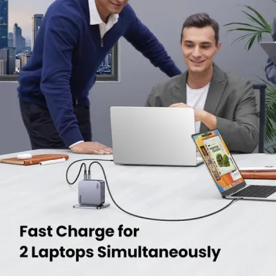 INCARCATOR retea Ugreen, Nexode "X763" Quick Charge 160W GaN, 1 x USB, 3 x USB Tpe-C, include cablu USB Type-C la USB Type-C 240W 1.5 m, gri "25877" (timbru verde 0.18 lei) - 6941876228775