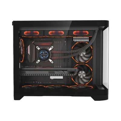Carcasa 1stPLAYER® Gaming UV6-bk, Micro-ATX, 6 ventilatoare aRGB infinity efect plus PWM, telecomanda, negru