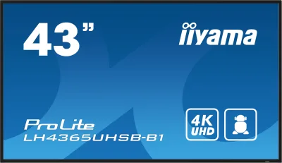 Ecran Profesional IPS LED iiyama ProLite 42.5" LH4365UHSB-B1, UHD (3840 x 2160), HDMI, DisplayPort, Boxe (Negru) "LH4365UHSB-B1" (timbru verde 7 lei)