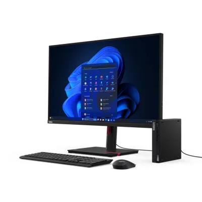 Desktop Business Lenovo ThinkCentre M70q Gen 5 cu procesor Intel Core i7 14700T pana la 5.2 GHz, 16 GB DDR5, 512GB SSD, UHD Graphics 770, Fara OS, Black, 3 ani Garantie