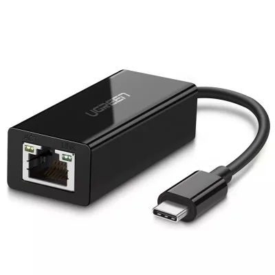 ADAPTOR RETEA Ugreen, "US236" extern, USB Type-C (T) la port 10/100/1000 Mbps RJ-45, negru "50307" (timbru verde 0.18 lei) - 6957303853076