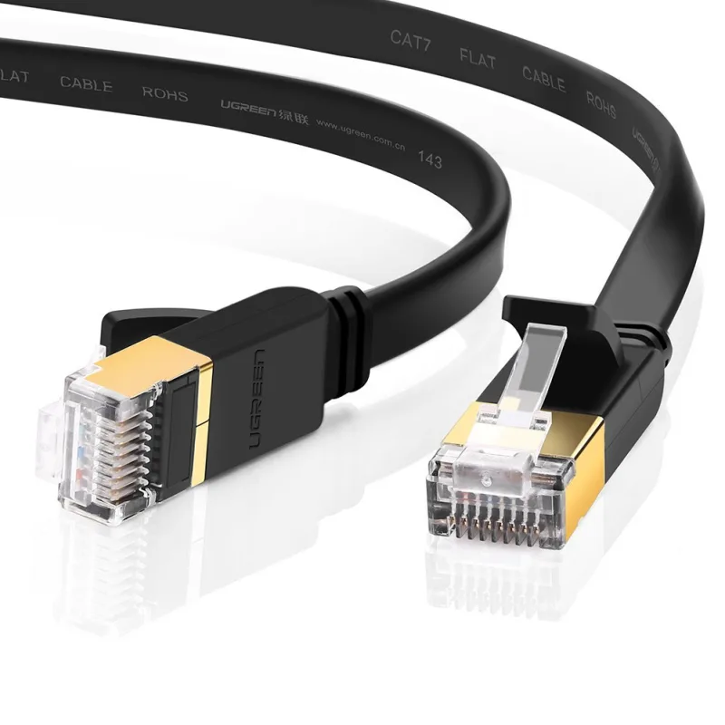 PATCH CORD U/FTP Ugreen Cat7, "NW106" fire din cupru, flat cable, viteza maxima 10 Gbps, 3m, negru "11262" (timbru verde 0.08 lei) - 6957303882625