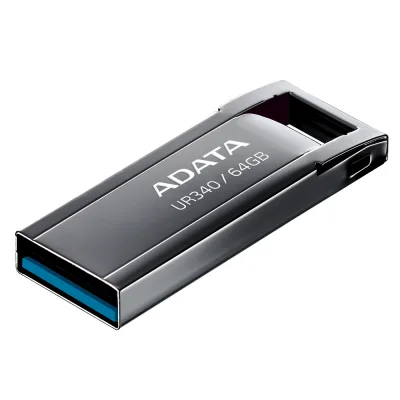 MEMORIE USB 3.2 ADATA UR340 64GB BLACK METALIC "AROY-UR340-64GBK" (timbru verde 0.03 lei)
