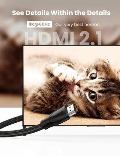 CABLU video Ugreen, "HD140" HDMI (T) la HDMI (T), HDMI 2.1, 8K la 60Hz, lungime 3m, braided, negru "80404" (timbru verde 0.08 lei) - 6957303884049