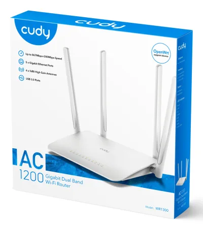 CUDY AC1200 Gigabit Wi-Fi Mesh Router "WR1300" (timbru verde 0.8 lei)