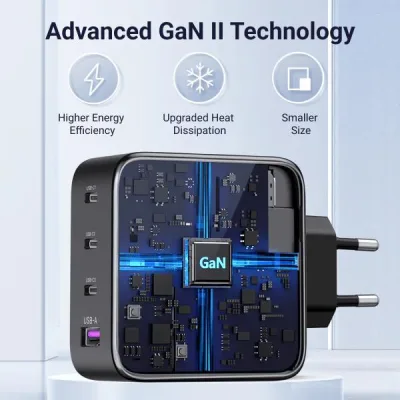 INCARCATOR retea Ugreen, Nexode "X565" Quick Charge 100W GaN, 3 x USB Type-C, 1 x USB, gri "35043" (timbru verde 0.18 lei) - 6941876230433