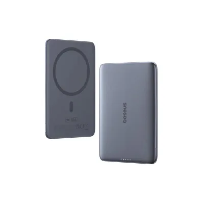 POWER BANK Baseus PicoGo, 5000mAh, 20W, 1 x USB Type-C, prindere magnetica incarcare wireless 15W, cablu integrat USB Type-C la USB Type-C 30cm, gri, "P1007680C813-00" (timbru verde 0.98 lei) - 6932172690656