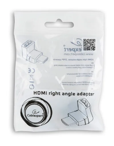 ADAPTOR video GEMBIRD, HDMI (T) la HDMI (M), unghi 270grade sus, conectori auriti, black, "A-HDMI270-FML" (timbru verde 0.08 lei)