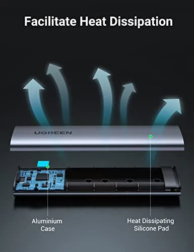 RACK extern Ugreen, "CM400" pt SSD M.2 NVMe/PCIE compatibile cu form factor 2280, 2260, 2242 si 2230, cablu 50 cm USB-C la USB-C, 10Gbps, aluminiu, gri "10902" (timbru verde 0.8 lei) - 6957303819027