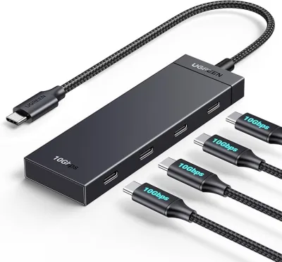 HUB extern Ugreen, "CM806" porturi USB Type-C: USB Type-C 3.2 x 4, conectare prin USB Type-C, lungime 0.5 m, negru, "35584" (timbru verde 0.8 lei) - 6941876235841