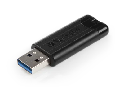 MEMORIE USB VERBATIM PINSTRIPE 64GB NEGRU USB 3.0 "49318" (TIMBRU VERDE 0.03 LEI)