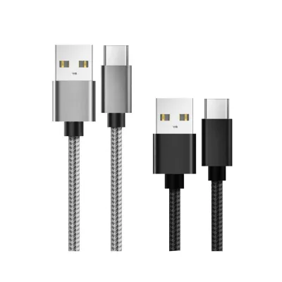 Set Cabluri Lemontti Bending Aluminum USB-A la USB-C, - material: impletitura de Nylon + aliaj de aluminiu, cabluri USB la Type-C, imbracat in impletitura de Nylon, curent suportat: 5V/1A, lungime: 0.5m si 1 m, culoare: Gri pentru cablu de 1 m si Negru
