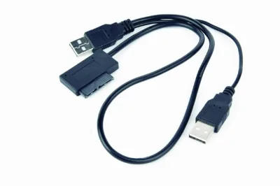 CABLU USB GEMBIRD adaptor, USB 2.0 (T) la slim S-ATA (T), 50cm, pt. SSD, DVD, cu USB suplimentar pt. extra power, negru, "A-USATA-01" (timbru verde 0.08 lei)