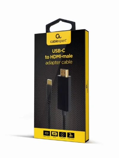 CABLU video GEMBIRD, adaptor USB-C Type-C (T) la HDMI (T), 2m, rezolutie maxima 4K (3840 x 2160) la 30Hz, negru, "A-CM-HDMIM-01" (timbru verde 0.18 lei)