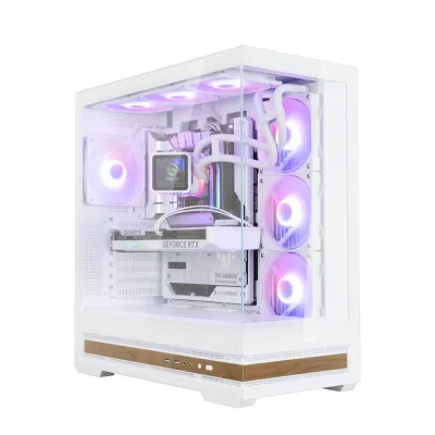 CARCASA Zalman "P40 NAMU", middle tower, gaming, fara sursa, suporta 10xfan, 4xfan inclus, PSU shroud, afisaj electronic, USB Type-C x 1, USB 3.1 gen1 x 2, audio+mic, 7 sloturi expansiune, alb, "P40 NAMU White" (timbru verde 0.32lei)