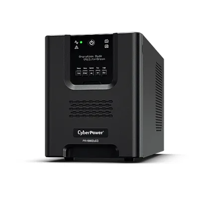 UPS CYBER POWER Line Int. cu Sinusoida Pura,tower,1000VA/900W,AVR,8xIEC,LCD,1xRBP0106,Backup 4-12 min,incarcare 8h,USB,RS232,GreenP,serie PR "PR1000ELCD" (timbru verde 11 lei)
