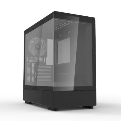 CARCASA Zalman "P10", mini tower, gaming, fara sursa, suporta 7xfan, 1xfan inclus, USB 3.1 gen1 x 1, USB Type-C, audio+mic, 5 sloturi expansiune, negru, "P10 Black" (timbru verde 0.08lei)