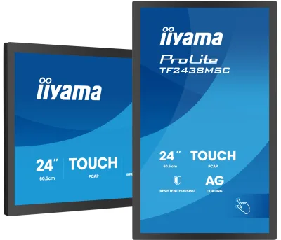 IIYAMA Monitor LED TF2438MSC-B2 24" DeepContrast PCAP 10-point Open Frame touchscreen monitor with robust metal housing for demanding environments "TF2438MSC-B2" (timbru verde 7 lei)