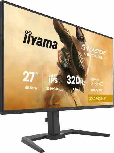 IIYAMA Monitor LED GB2791QSU-B1 G-MASTER 27" Fast IPS, 2560x1440 320Hz, 16:9, 350cd, 0.6ms, HDMI, DP, USB HUB, Full Ergo "GB2791QSU-B1" (timbru verde 7 lei)