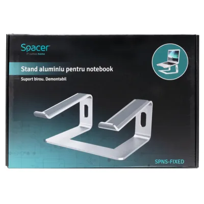 Stand Notebook Spacer 15.6", aluminiu, demontabil, inalta laptopul la 150mm, "SPNS-FIXED"