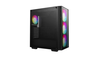 CARCASA DeepCool "MATREXX55",middle tower,gaming,fara sursa,suporta 8xfan, 4xfan inclus, USB 3.1 gen1x1, USB-C,audio+mic,7 sloturi expansiune,negru "R-MATREXX55-BCADA4-G-4" (timbru verde 0.32lei)