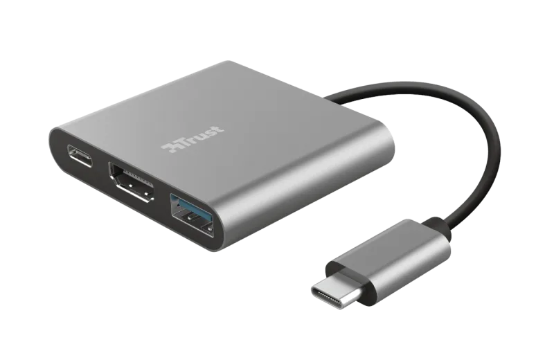 Hub USB Trust Dalyx, 3 porturi USB-C, silver
