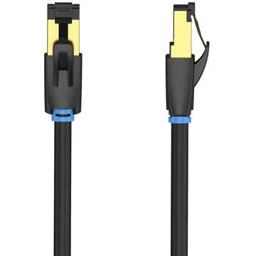 Patch Cord S/FTP Vention, Cat. 8, 0.5m, round cable, conductor cupru, viteza max transfer 40 Gbps, invelis PVC, negru, "IKABD" (timbru verde 0.18 lei) - 6922794742802