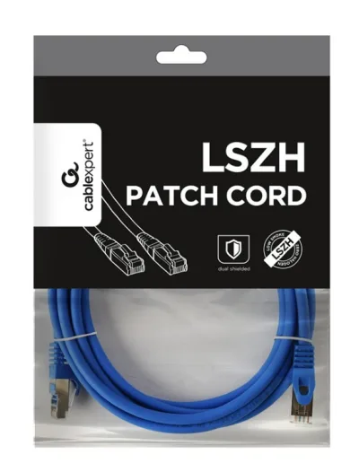 PATCH CORD S/FTP GEMBIRD Cat6a, LSZH, cupru, 3 m, albastru, AWG27, dublu ecranat "PP6A-LSZHCU-B-3M" (timbru verde 0.08 lei)