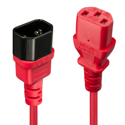Cablu Lindy C14 to C13, lungime 2m, material cablu H05-VVF 3G 0.75mm, 3 fire, Connector A: IEC C14, Connector B: IEC C13, rosu