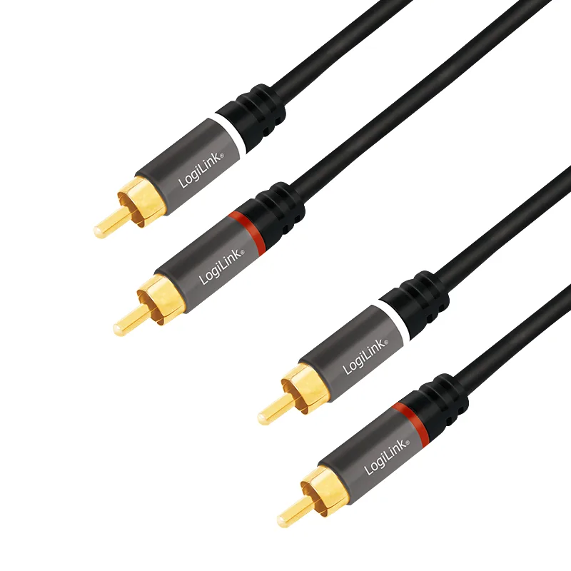 CABLU audio LOGILINK stereo (2x RCA T/T), 3m, conectori auriti, negru "CA1206" (timbru verde 0.08 lei)