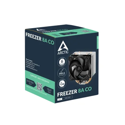 COOLER Arctic "Freezer 8A CO" skt. AMD AM4/AM5, racire cu aer, vent. 100mm P10PWM, 200 - 2300 rpm, DBB, 2 heatpipes, inaltime 136mm, ,"ACFRE00162A"  (timbru verde 0.8 lei)