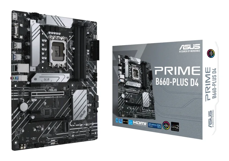 PLACA de BAZA Asus "PRIME B660-PLUS D4", skt LGA 1700, ATX, Intel B660, 4 x DDR4, max. 128 GB, 4 x SATA, 3 x M.2, 7.1, "PRIME B660-PLUS D4"