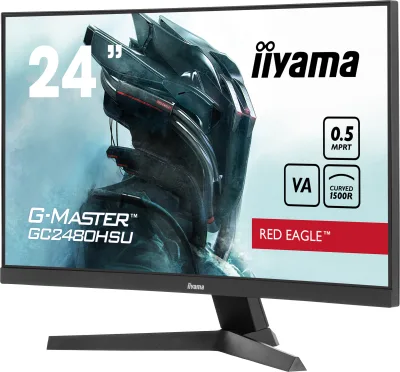 IIYAMA Monitor LED GC2480HSU-B1 23.6" VA Curved 1920 x 1080 180Hz 300 cd/m 3000:1 HDMI DP USB HUB Tilt "GC2480HSU-B1" (timbru verde 7 lei)