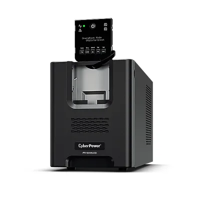 UPS CYBER POWER Line Int. cu Sinusoida Pura,tower,1000VA/900W,AVR,8xIEC,LCD,1xRBP0106,Backup 4-12 min,incarcare 8h,USB,RS232,GreenP,serie PR "PR1000ELCD" (timbru verde 11 lei)
